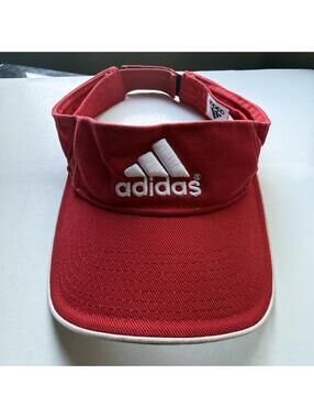 Y2K Adidas Red White Logo Golf Tennis Visor Hat Adjustable